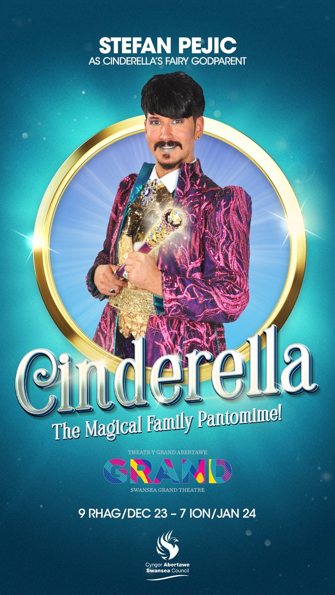 Stefan Pejic as Fairy Godparent in Cinderella, Swansea Grand Theatre 2023/2024