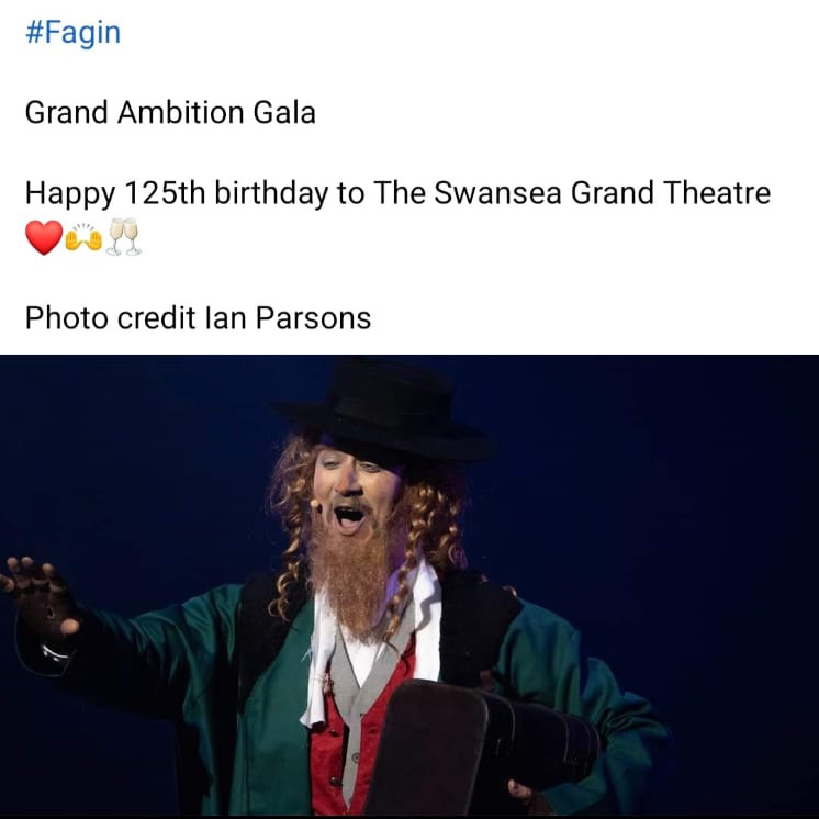 Stefan Pejic as Fagin from Oliver! at the Swansea Grand Theatre 125th Anniversary Gala Show