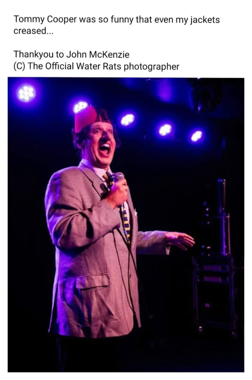 Stefan Pejic performing as Tommy Cooper for a special performance for Ross Lee and The Water Rats